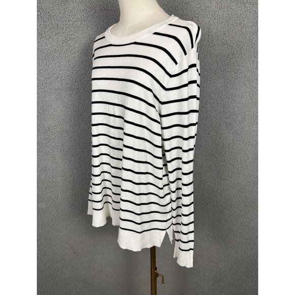Style & Co Women's XL Black & White Striped Long-Sleeve Pullover Sweater XL NWTs - Picture 4 of 8